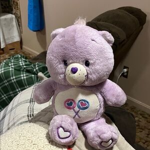 Care Bears  vintage Lavender Plush with Heart and Lollipop Design
